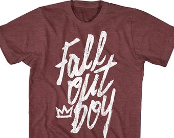 Fall Out Boy Script Text Heather Maroon Shirts