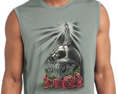 Day of the Dead Candle Skull Men 39 s Sleeveless Moisture Wicking Tee T-Shirt 19410HL2-ST352