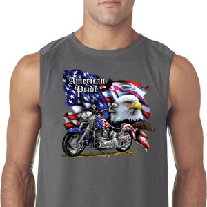 Men&#39;s Biker American Pride Motorcycle Sleeveless Tee T-Shirt 09098HD2-42700