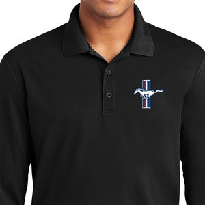 Legend Lives Crest Pocket Print Men&#39;s Ford Racer Mesh Long Sleeve Polo Shirt 18146E9-PP-ST640LS
