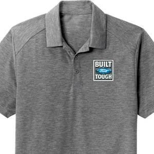 Built Ford Tough Pocket Print Men&#39;s Ford Tri-Blend Wicking Polo Shirt 10828HD2-PP-ST405