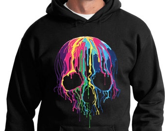 Gothic Skull Hoodie Melting Skulls Horror Grunge Y2K Sweatshirt