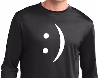 Smile Chat Face Men's Moisture Wicking Long Sleeve Tee T-Shirt-SMILEYCHAT-ST350LS