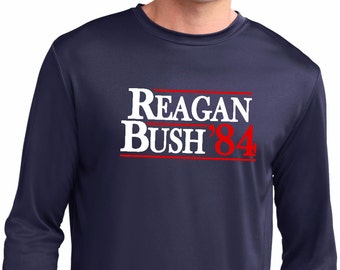 Men's Reagan Bush 1984 Men's Moisture Wicking Long Sleeve Tee T-Shirt-REAGAN84-ST350LS