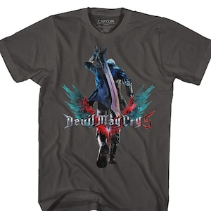 Devil May Cry Nero Back Logo Charcoal Gray Shirts