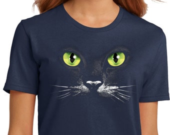 Ladies Halloween Black Cat Organic T-Shirt 07268D4-LPC150ORG