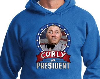 The Three Stooges Curly For President Adult Unisex Hoodie 26283HD2-PC90H