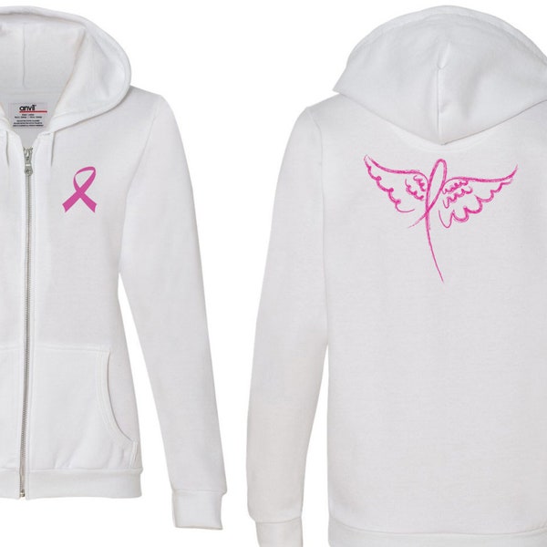 Women's pink ribbon full zip hoodie Clearance