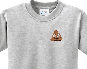 Poop Emoji Patch Pocket Print Kid's Shirt POOP-PP-PC61Y