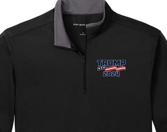 Donald Trump 2024 Brustdruck Silk Touch Performance 1/4-Reißverschluss-Sweatshirt 23661EL9-PP-K584