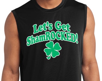 Let's Get Shamrocked Men's St Patrick's Day Sleeveless Moisture Wicking Tee T-Shirt XIT-13541-ST352