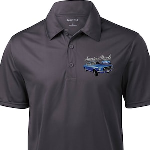 Ford American Muscle 1967 Mustang Pocket Print Men&#39;s Textured Polo Tee T-Shirt 21278D1-PP-ST690