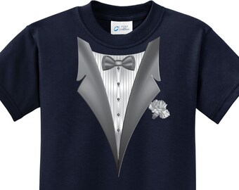 White Flower Tuxedo Kid's Shirt WHITEFLOWER-PC61Y