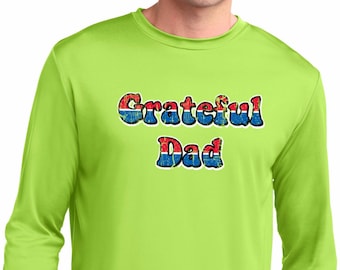 American Grateful Dad Men's Moisture Wicking Long Sleeve Tee T-Shirt-AMERICANDAD-ST350LS