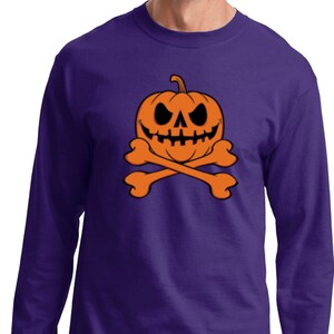 Halloween Pumpkin Skeleton Long Sleeve Tee T-Shirt 18774-PC61LS