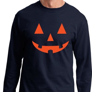 Men&#39;s Halloween Shirt Orange Jack O Lantern Long Sleeve Quick Costume Tee T-Shirt ORJACK-PC61LS