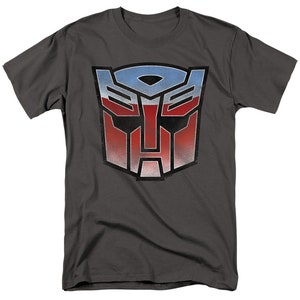 Transformers Blue and Red Autobot Logo Charcoal Shirts image 1