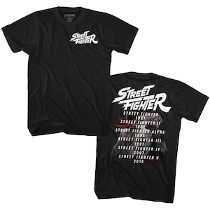 Street Fighter Dates Front and Back Adult Black Shirts