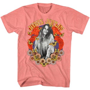 Janis Joplin Butterfly Flower Logo Pink Shirts