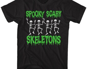 Spooky Scary Skeletons Dancing Shirt – Officially Licensed Black Halloween Tee, Retro Skeleton Dance T-Shirts
