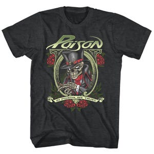 Officially Licensed Poison T-Shirt – “In Poison We Trust” Graphic Tee | Rock Band Merch | 80s Glam Metal Shirt