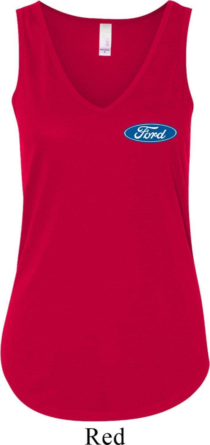 Ladies Ford Tanktop Ford Oval Pocket Print Flowy V-neck Tank - Etsy