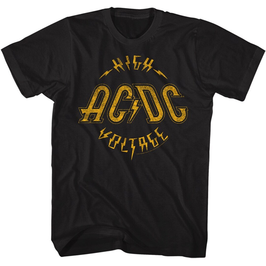 AC/DC Distressed High Voltage Logo Black Shirts - Etsy