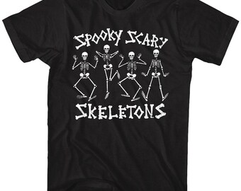 Spooky Scary Skeletons Dancing Shirt – Officially Licensed Black Halloween Tee, Retro Skeleton Dance T-Shirts