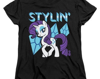 My Little Pony Stylin Juniors and Women Black T-Shirts