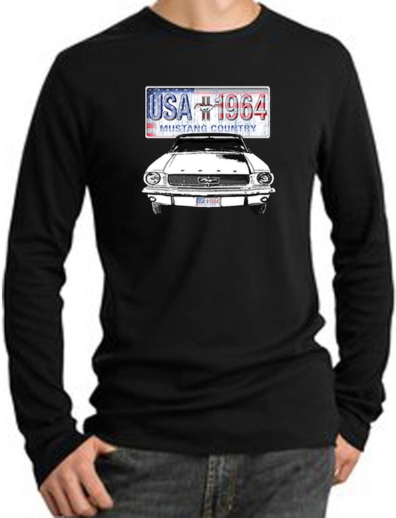 Mens Cars and Trucks Hooded Sweatshirt Graphic Hoodie Ford Mustang Country USA 1964 Vintage American License Plate