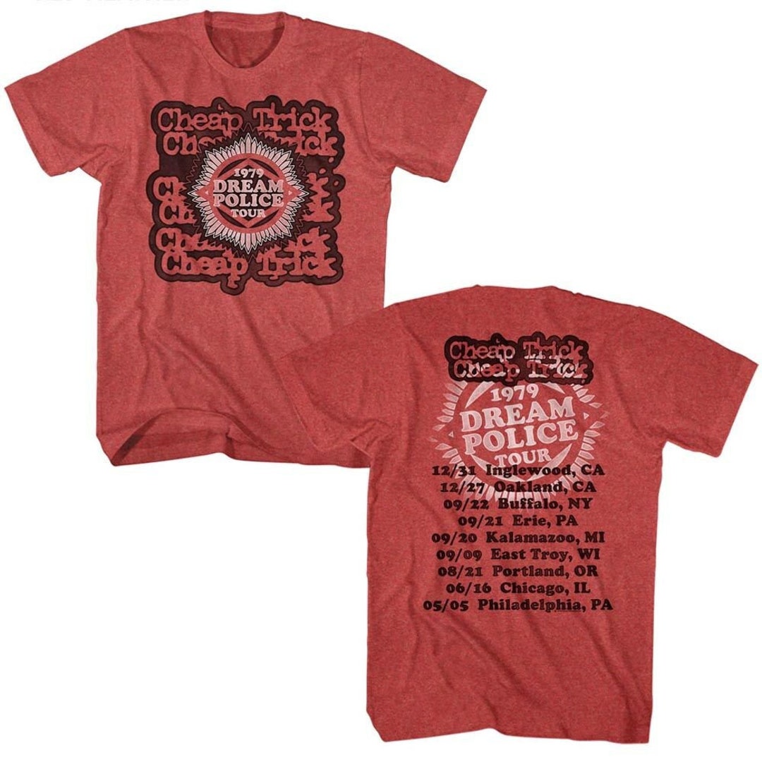 ドリームポリス（訳ありです） Cheap Trick Dream Police Front & Back Printed Red Heather Shirt - Etsy