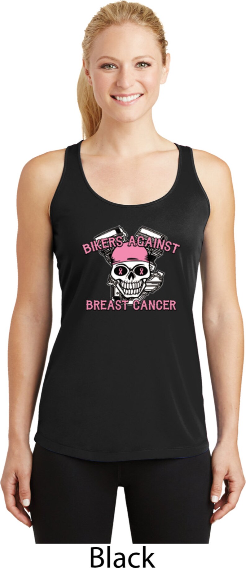 Bikers Against Breast Cancer Ladies Breast Cancer Awareness Dry Wicking Racerback 17858-LST356 image 5