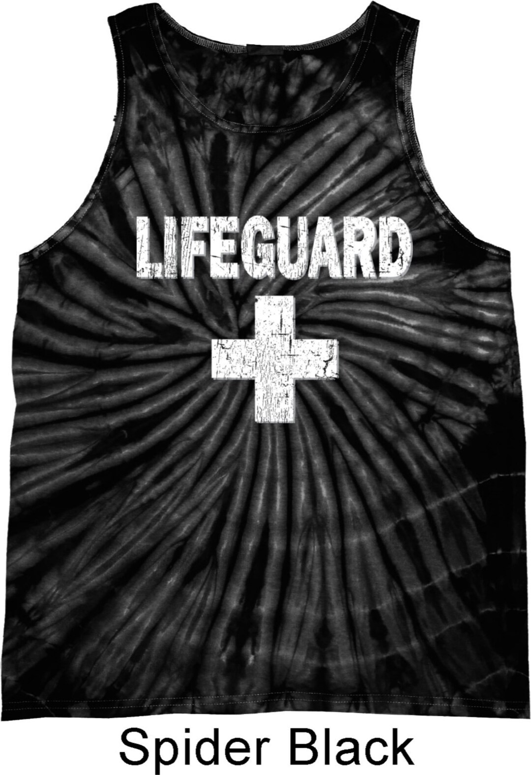 Lifeguard Shirt Tie Dye Tank Top, Distressed Lifeguard Uniform Tee