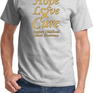 Hope Love Cure Support Childhood Cancer Awareness Tee T-Shirt CH-HLC-PC61 image 2