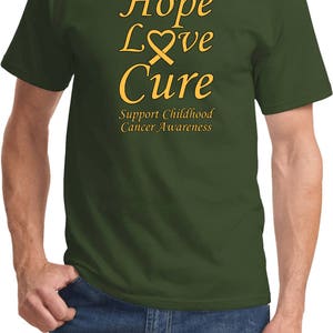 Hope Love Cure Support Childhood Cancer Awareness Tee T-Shirt CH-HLC-PC61 image 3