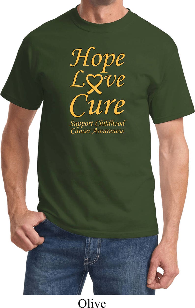 Hope Love Cure Support Childhood Cancer Awareness Tee T-Shirt CH-HLC-PC61 image 3