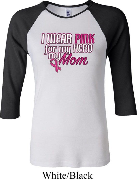 Breast Cancer Awareness Mom Is My Hero Pink Ribbon Gift Junior V-Neck Tee