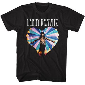Lenny Kravitz Multicolor Heart Logo Black Shirts