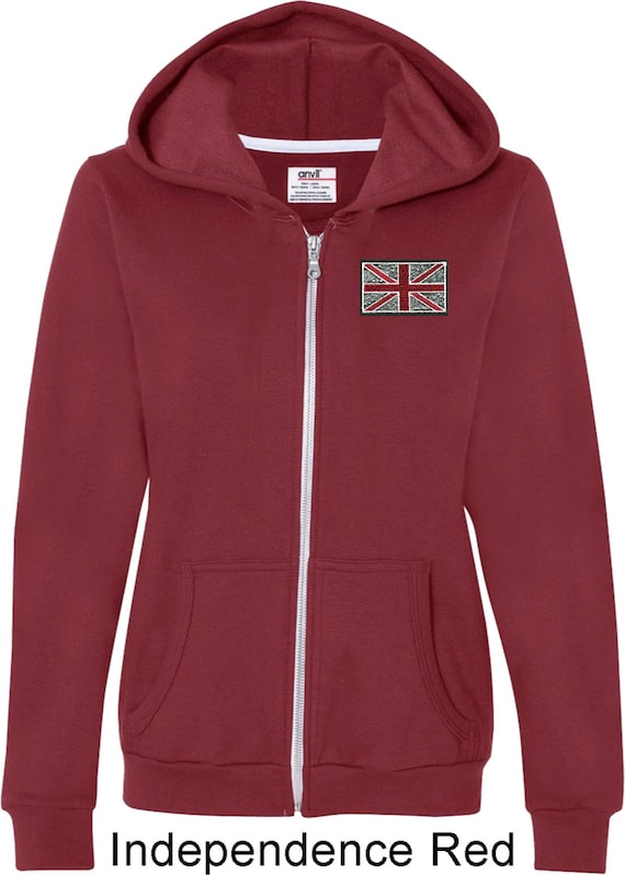 Ladies Union Jack Patch Pocket Print Full Zip Hoody UNIONJACK-PP 
