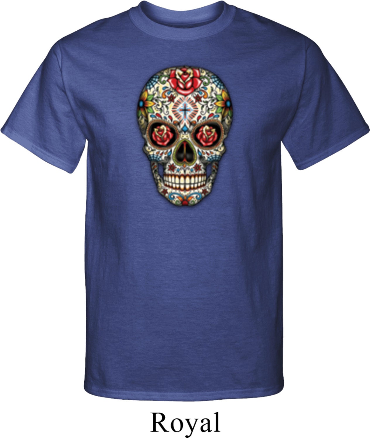 Sugar Skull With Roses Tall Tee T-shirt WS-16553-PC61T | Etsy