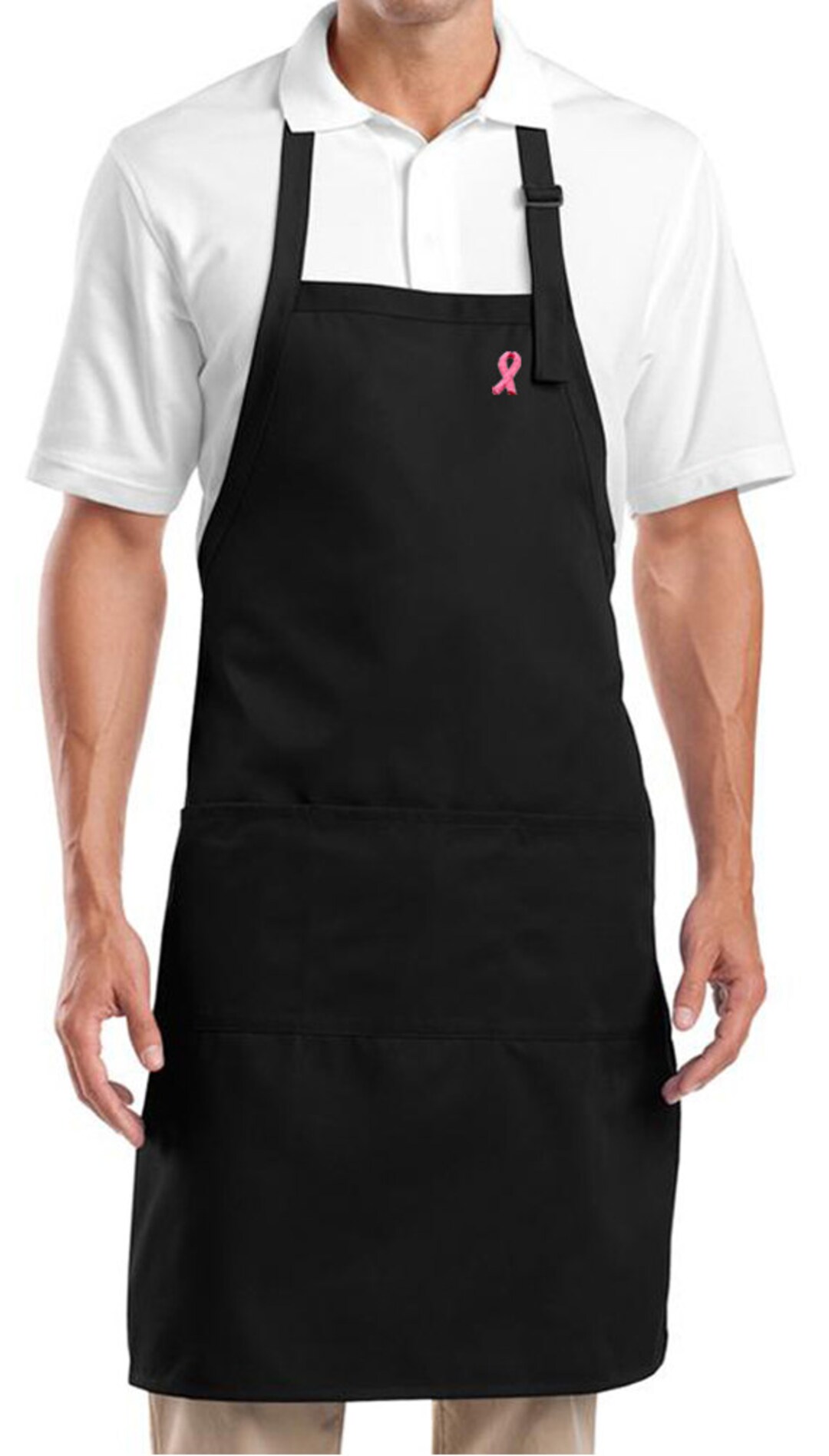 Embroidered Pink Ribbon Pocket Print Breast Cancer Awareness Full ...