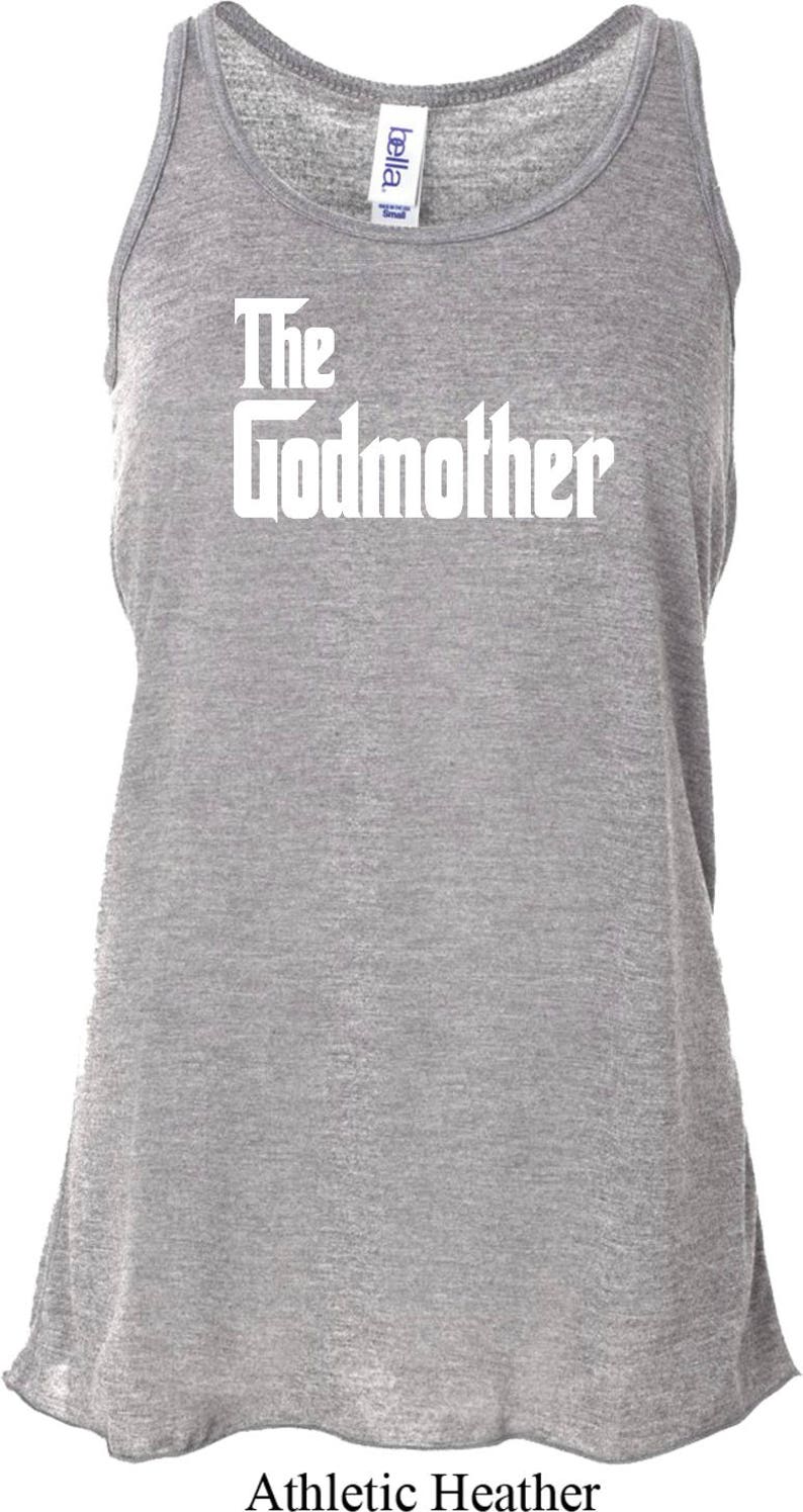 The Godmother White Print Ladies Flowy Racerback Tank Top WGODMOTHER-8800