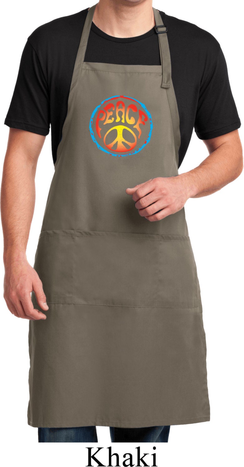 Psychedelic Peace Sign Full Length Apron With Pockets PSYCHEDELIC-A700 ...