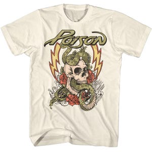 Poison Cream T-Shirt – Faded Skull Graphic Tee, Vintage Rock Band Shirt, Licensed 80s Hair Metal Merch