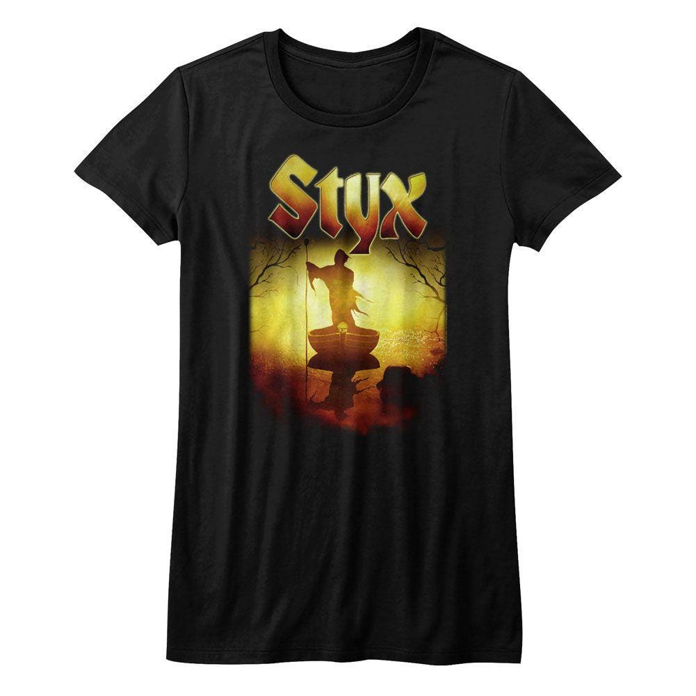 Officially Licensed Styx T-shirt: Creepy Ferry Graphic, Vintage