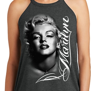 Ladies Marilyn Monroe Black and White Tri Blend Rocker Tank Top 17542D0-DT137L