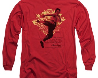 Bruce Lee Golden Year Of The Dragon Long Sleeve T-Shirt - Unisex Adult Vintage Tee