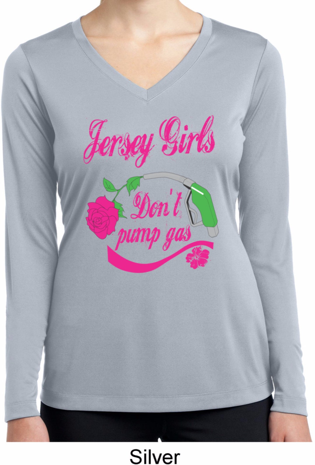 Jersey Girls Don t Pump Gas Ladies Moisture Wicking V neck Long Sleeve Tee T shirt JERSEY LST353LS Etsy