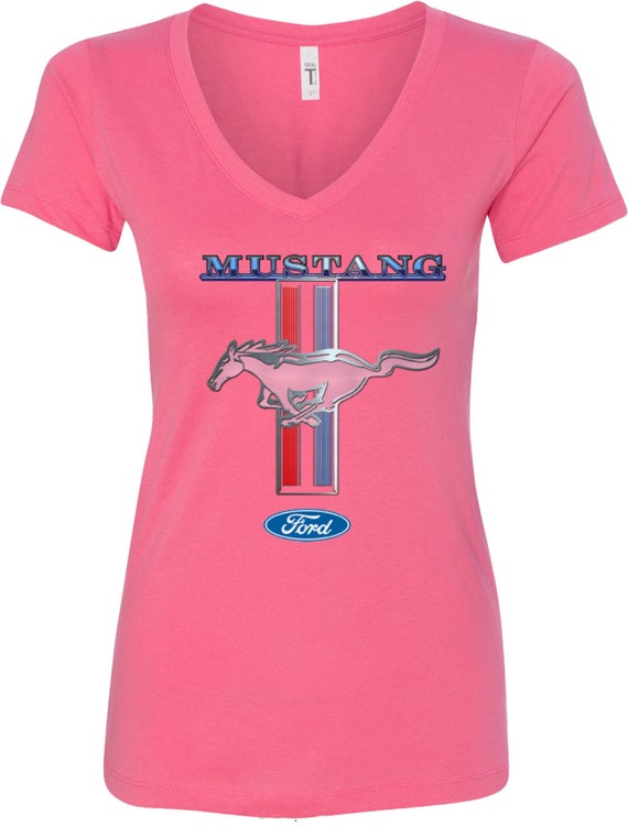 Ford Mustang Stripe Ladies V-Neck Shirt 13732D1-N1540 | Etsy