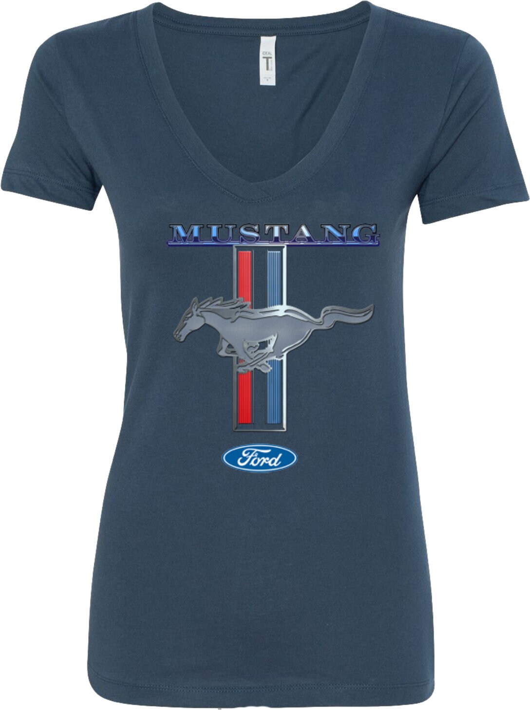 Ford Mustang Stripe Ladies V-Neck Shirt 13732D1-N1540 | Etsy